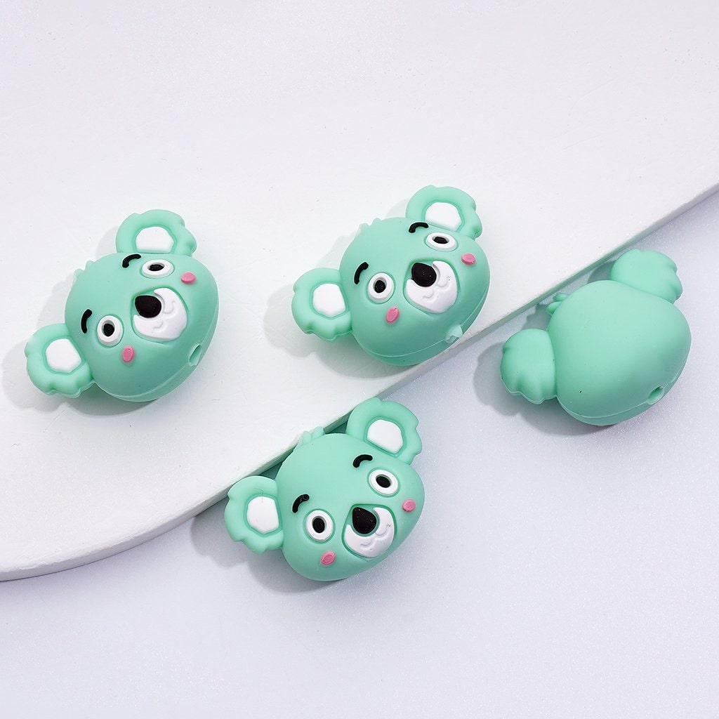 3D Naughty Cute Koala Head Silicone Focal Beads