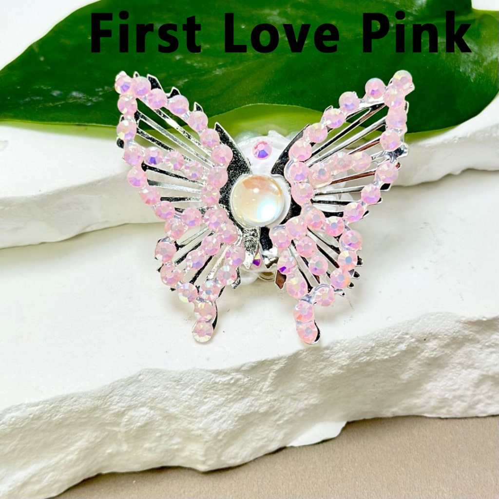 Silver Alloy Fancy Bling Bling Butterfly with Colorful Mini Rhinestones, White Pearls, and Colorful Mini Butterfly Rhinestone Clay Beads, Around 42*44mm.