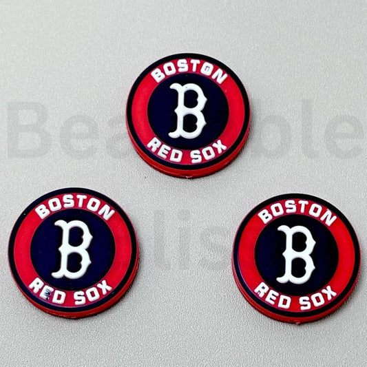 Baseball USA America Team Boston Red So Silicone Focal Beads