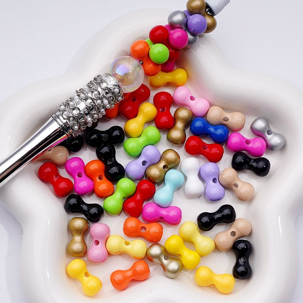 Mini Bone-Shaped Acrylic Beads Assorted Colors, 8*16MM