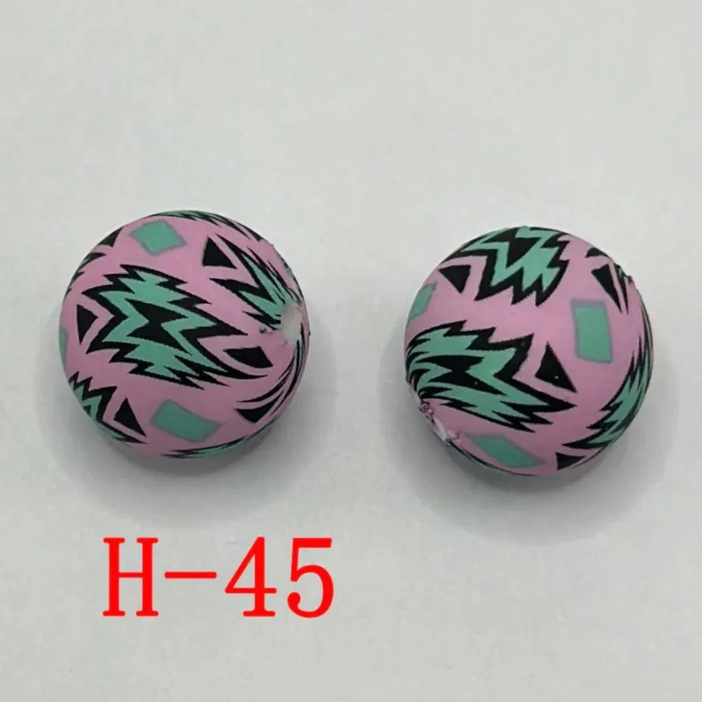 Printed Silicone Beads 15 mm