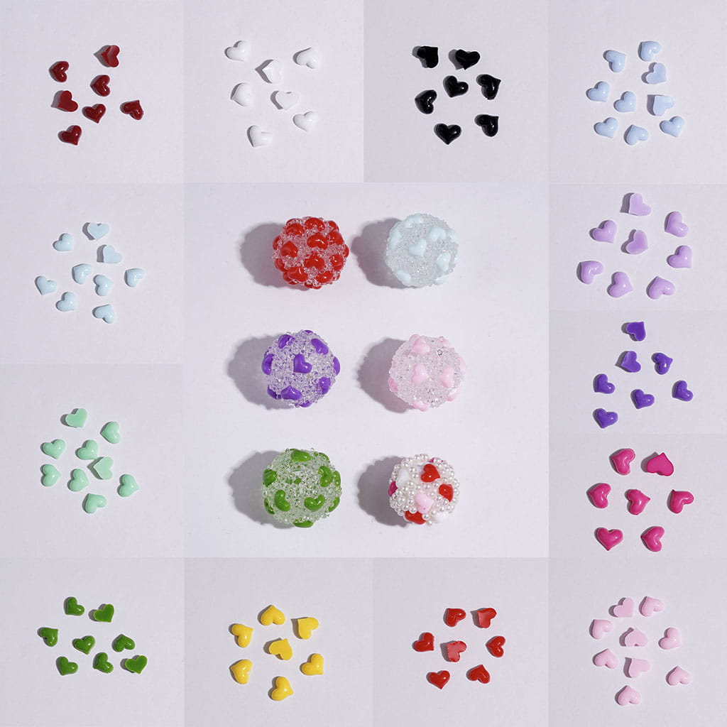 Tiny Heart-Shaped Plastic Jewelry Accessories for DIY Crafts, 4*6MM, Multicolor