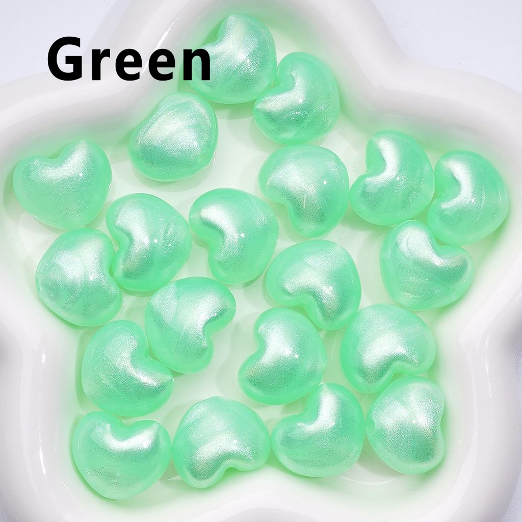 Glossy Multi-Color Heart Acrylic Beads – Vibrant Glitter Finish, Approx. 22 x 18MM