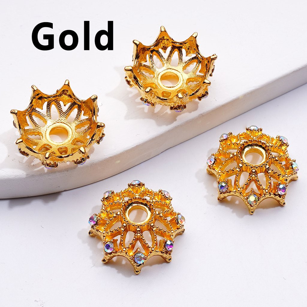 Elegant Rhinestone Metal Bead Caps – Delicate 18MM Cages for 16MM Beads