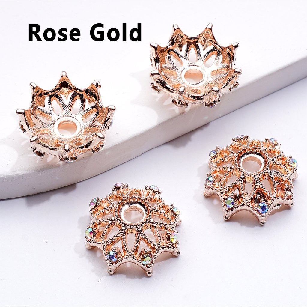 Elegant Rhinestone Metal Bead Caps – Delicate 18MM Cages for 16MM Beads
