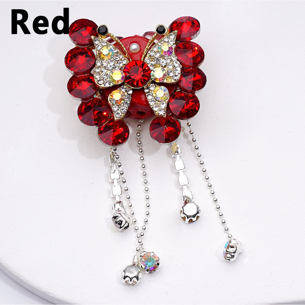 Gold Alloy Butterfly Fancy Bling Bling with Shiny Rhinestones Chains Cute Butterflies Hearts and Clay Beads Around 34*34MM