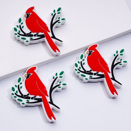 Adorable Red Cardinal Bird Silicone Focal Beads, Perfect for Nature-Inspired Crafts