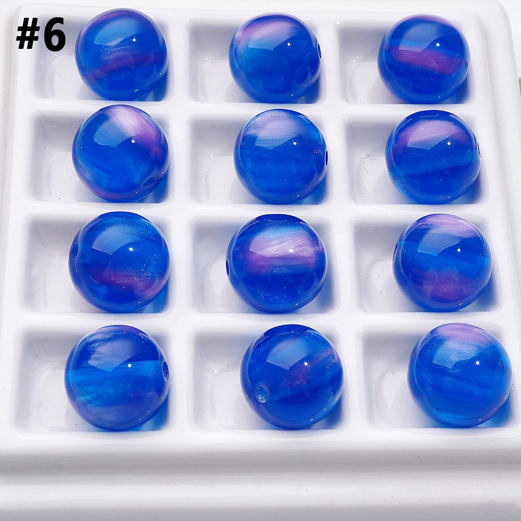 Cat Eye Acrylic Beads – 16MM Round Multicolor Laser Effect for Jewelry & Craft Projects