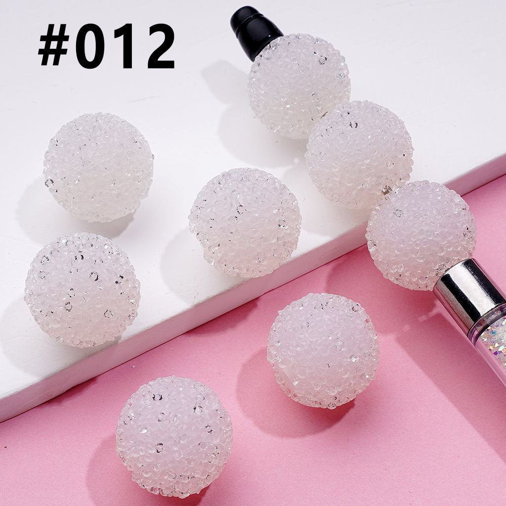 Clear Rhinestones Candy Hard Sugar Beads in Solid Colors Round 20mm