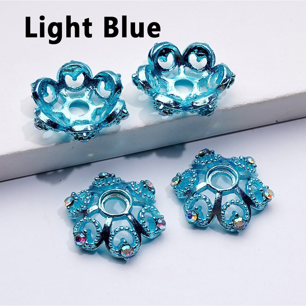 Colorful Lotus Flower Bead Caps – Exquisite Metal Cages with AB Rhinestones, 19MM
