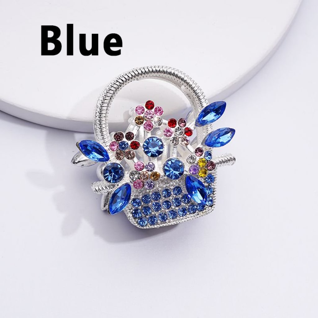 Glittering Silver Alloy Flower Basket Beads Adorned with Sparkling Multi-Color Rhinestones Approx. 37x37MM