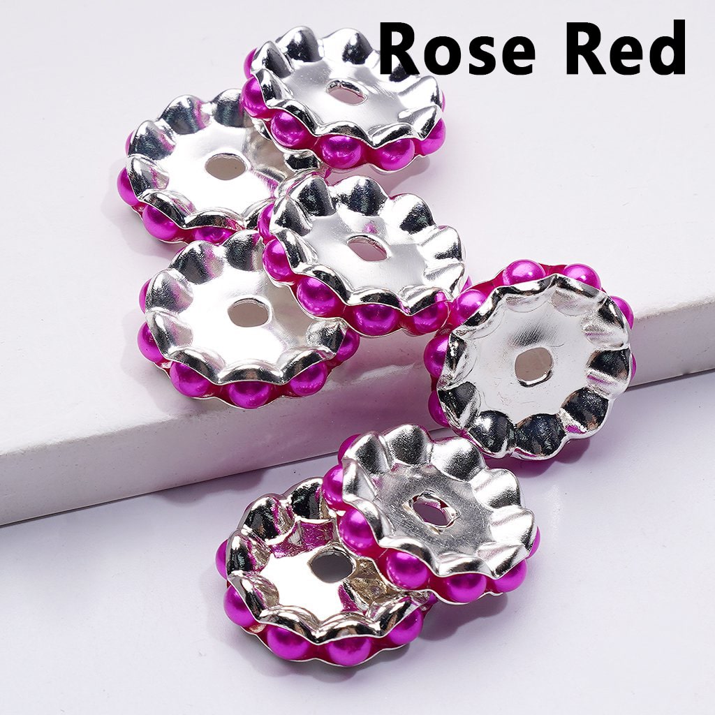 Wavy Silver Metal Spacer – Vibrant Multi-Color Pearls, 15MM