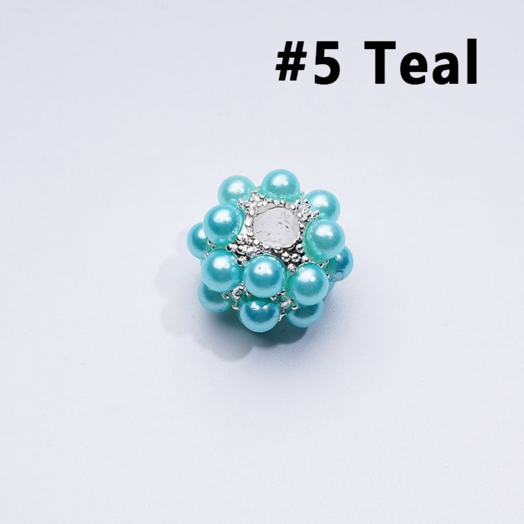 Silver & Gold Color Metal Beads Balls with Colorful Acrylic Pearls, Random Mix, 16MM