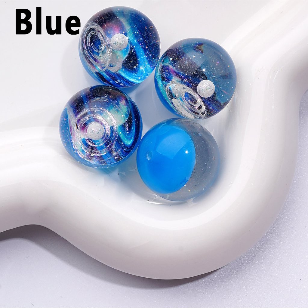 Stunning Clear Acrylic Beads with Glitter & a Luminous Galaxy Planet Design, 20MM