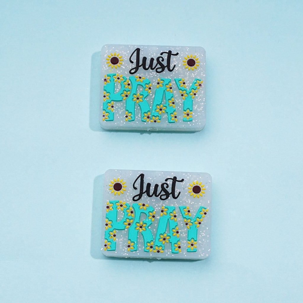Sunflowers Glitter Religion Jesus Juts Pray Silicone Focal Beads