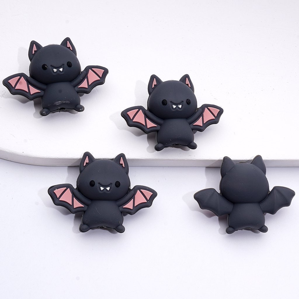 Spooky 3D Halloween Focal Beads – Ghost, Pumpkin, Bat & Haunted House in Silicone