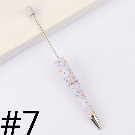 Lite Pink Print with Flower Printed Beadable Pens Number 7