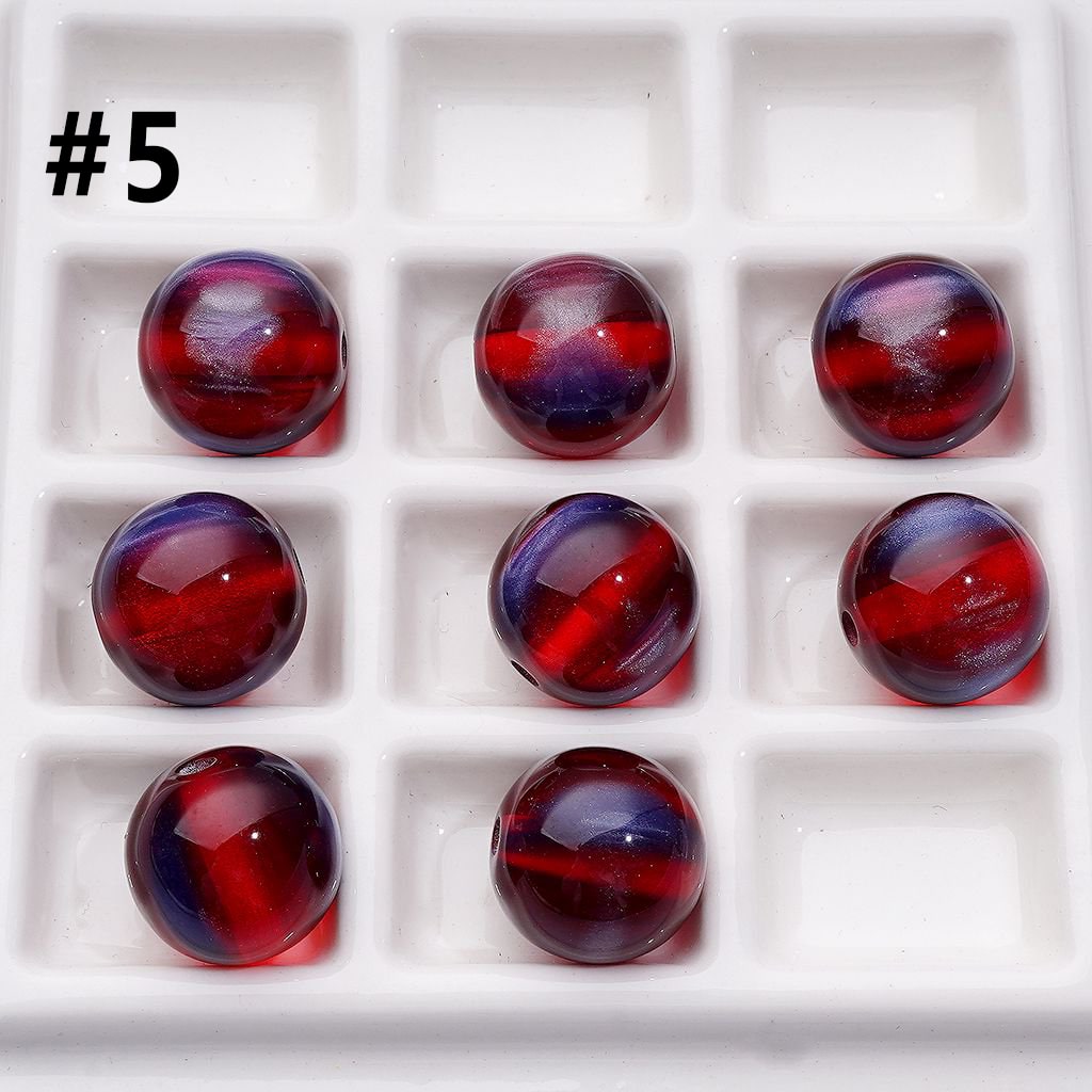 Cat Eye Acrylic Beads – 16MM Round Multicolor Laser Effect for Jewelry & Craft Projects