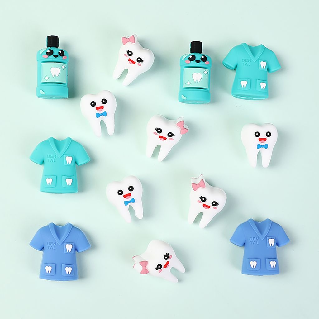 3D Dental Series Dentist Uniform, Mouthwash & Teeth Designs Silicone Focal Beads