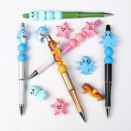3D Sea Animal Underwater Pals Sea Horse Starfish Jellyfish Octopus Silicone Focal Beads