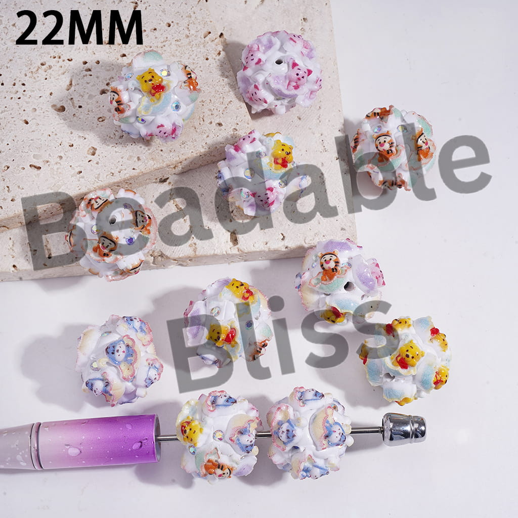 Clay Beads with Classic Animation Animal Character Sitting on Umbrella ...