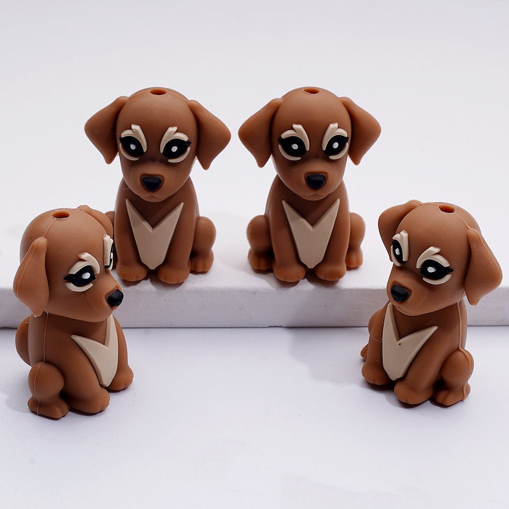 3D Puppy Dog Charms in Multi-Color Cute Silicone Focal Beads for Crafts, Random Mix