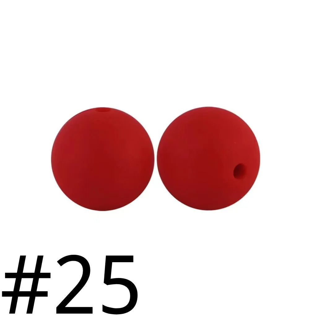 Solid Colored Silicone Beads 15 mm