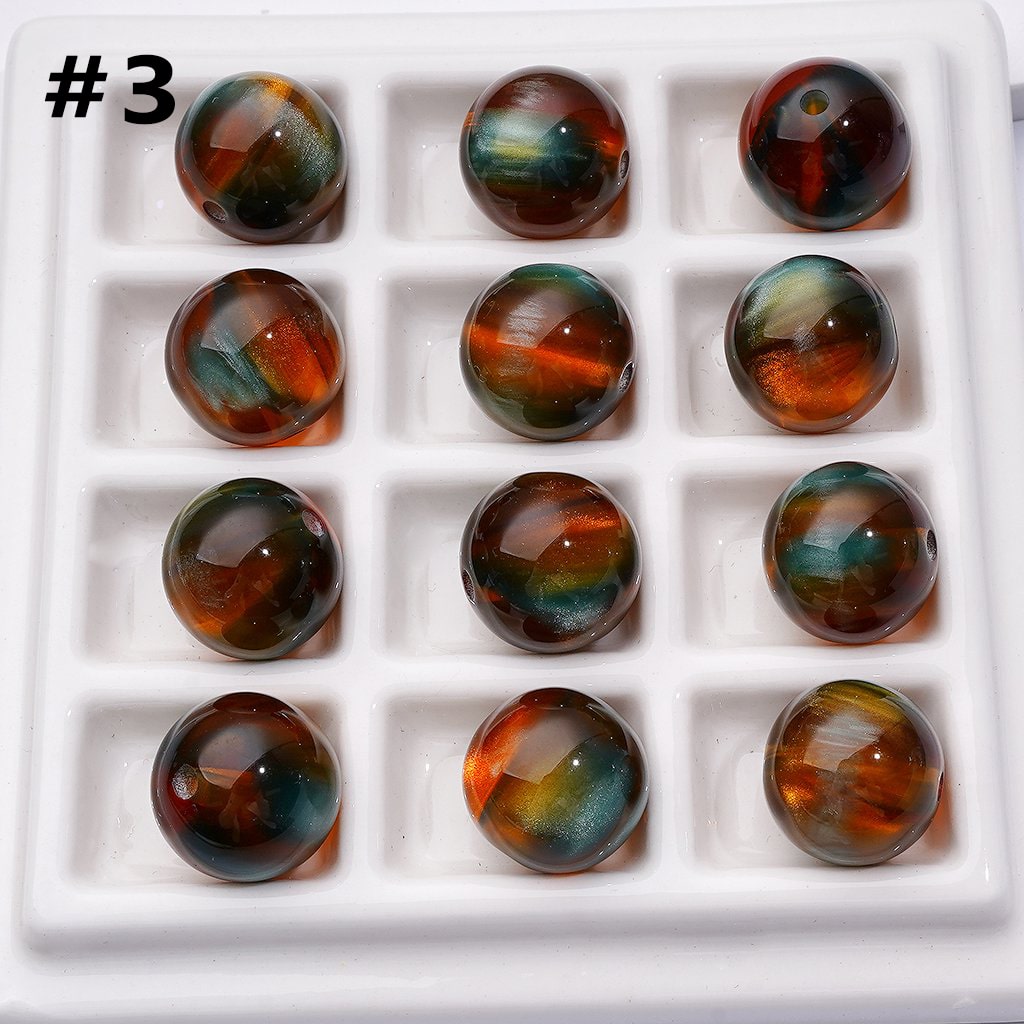 Cat Eye Acrylic Beads – 16MM Round Multicolor Laser Effect for Jewelry & Craft Projects