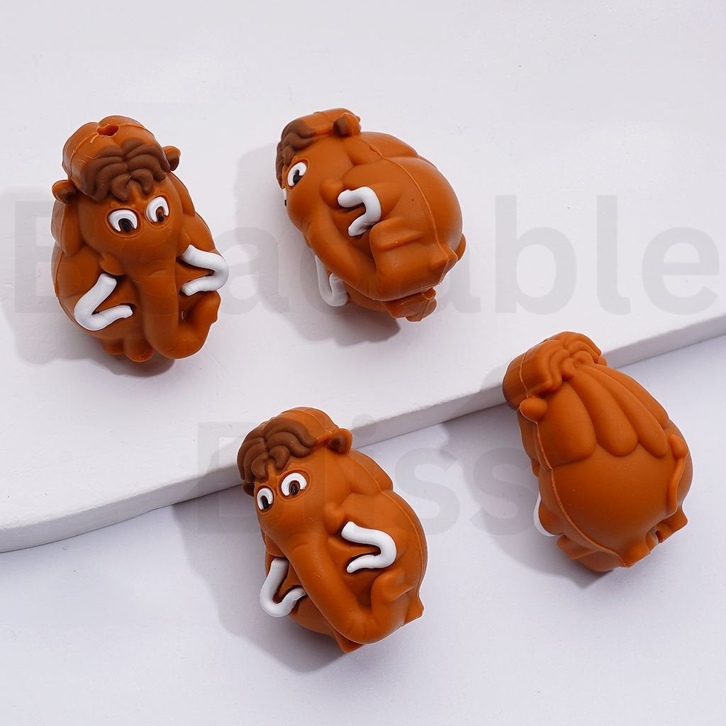 3D Cute Animals Squirrel Sloth Si Lion Ale Elephant Mann Penguin Skippe Saber-toothed Honey Bear Dieg Ice Ag Madgasca Silicone Focal Beads