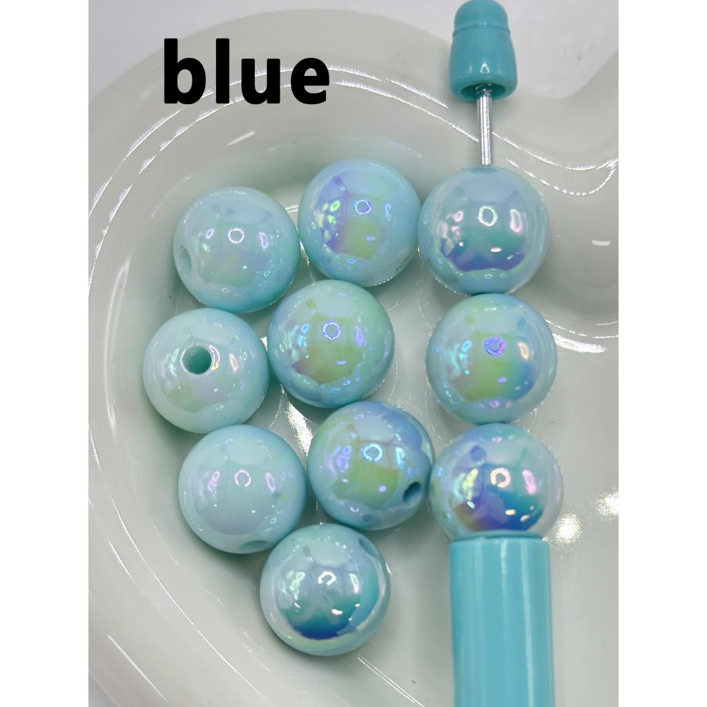 Glow in the Dark Luminous Candy Color Pastel Color Acrylic Beads with UV Plating, 16mm, Random Mix Color, YT