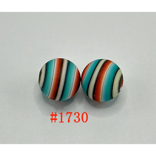 Planet Stripes Round Printed Colorful Swirl Silicone Beads, 15mm, Number 1730