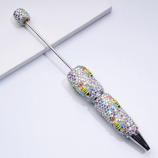Cute Bees Mini AB Rhinestones Beadable Clay Pens with Covered the Entire Pen