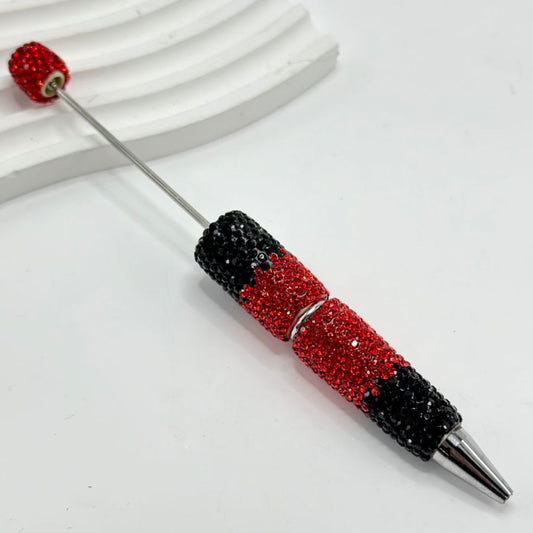 Black Red Rhinestones with Beadable Clay Pens Covered the Entire Pen