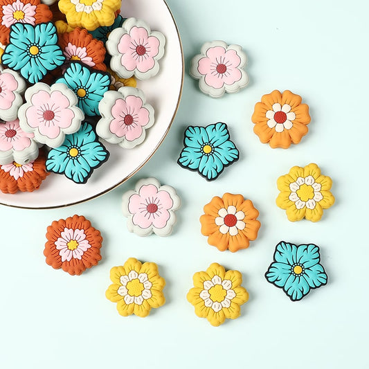 Colorful Mini Flower Series Pastel & Bright Mix Silicone Focal Beads