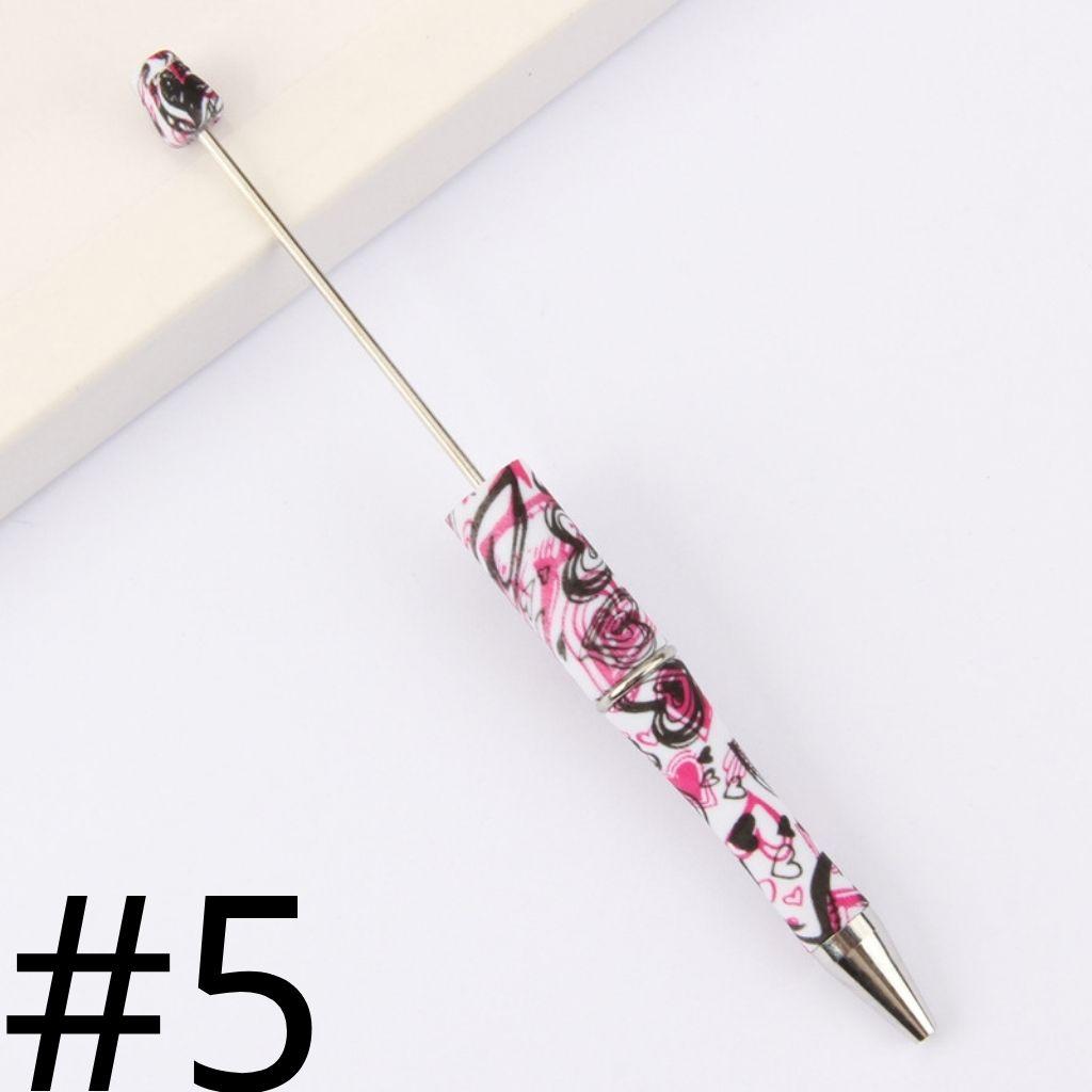 Hearts Printed Colorful Beadable Pens Number 5