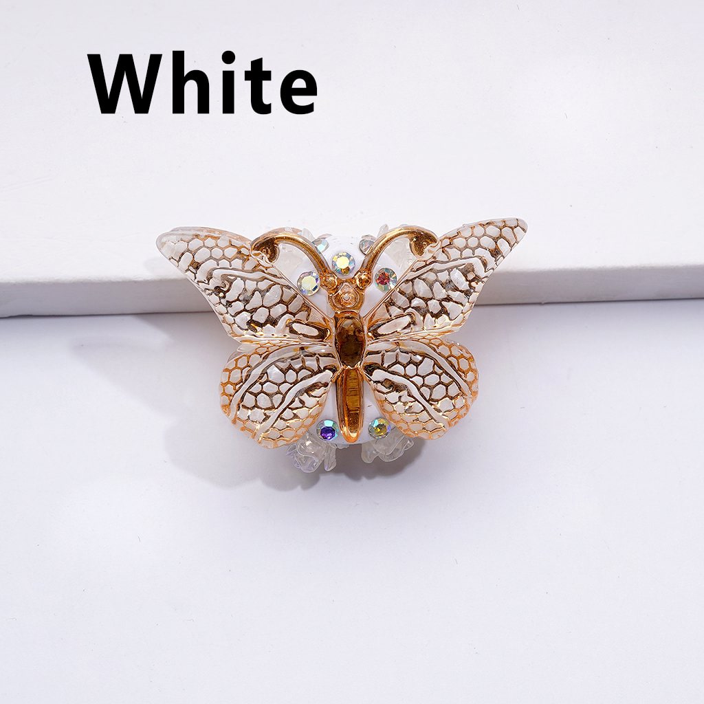 Delicate Colorful Vivid Gold Stripes Butterfly AB Rhinestones Mini Cute Clear Flowers Clay Beads, Around 38*23MM