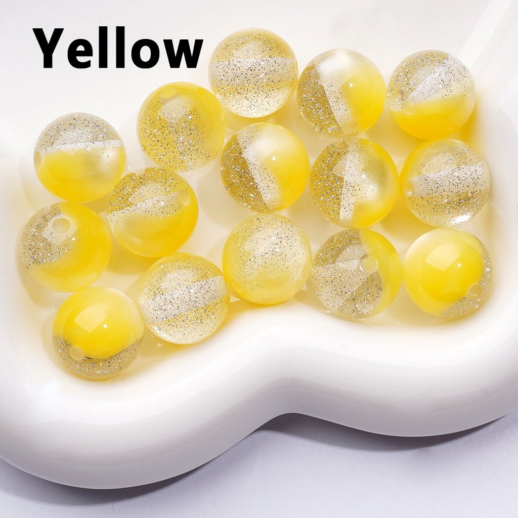 Multi-Color Cat Eye Style Acrylic Beads with Silver Glitter Inside, 16MM