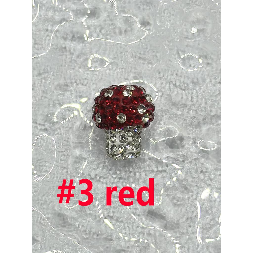 Mushroom Clear Rhinestone Colorful Clay Beads, Random Mix, 18MM