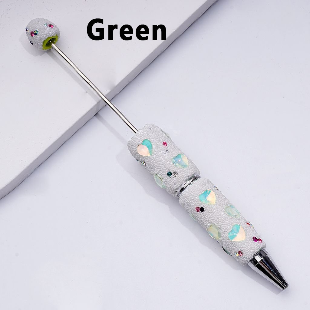 Vibrant Beadable Heart Pen – Jelly Colors with Sparkling Rhinestones & Mini Snow Balls