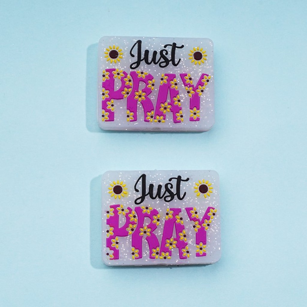 Sunflowers Glitter Religion Jesus Juts Pray Silicone Focal Beads