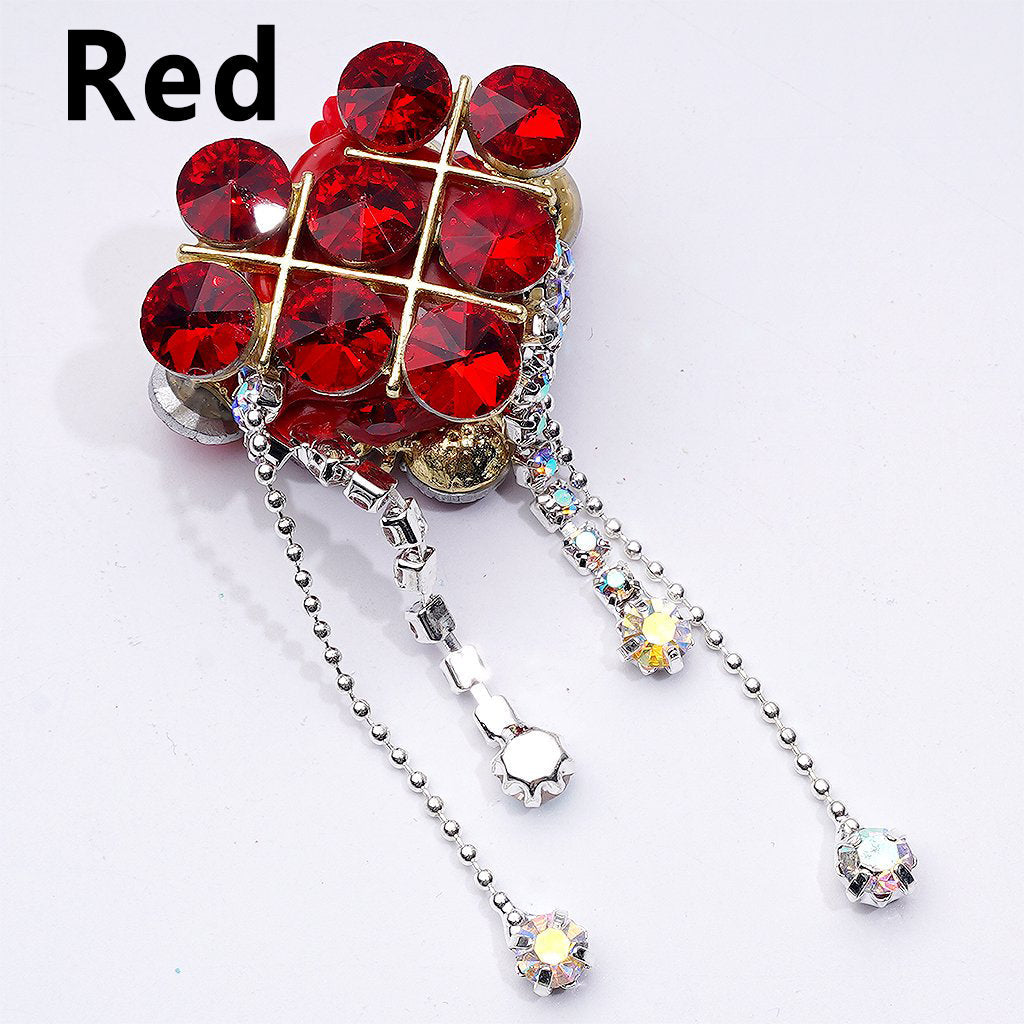Gold Alloy Heart Fancy Exquisite with Shiny Rhinestones Chains Pendants Glitter Flowers and Decorative Clay Beads Around 34*28*18MM