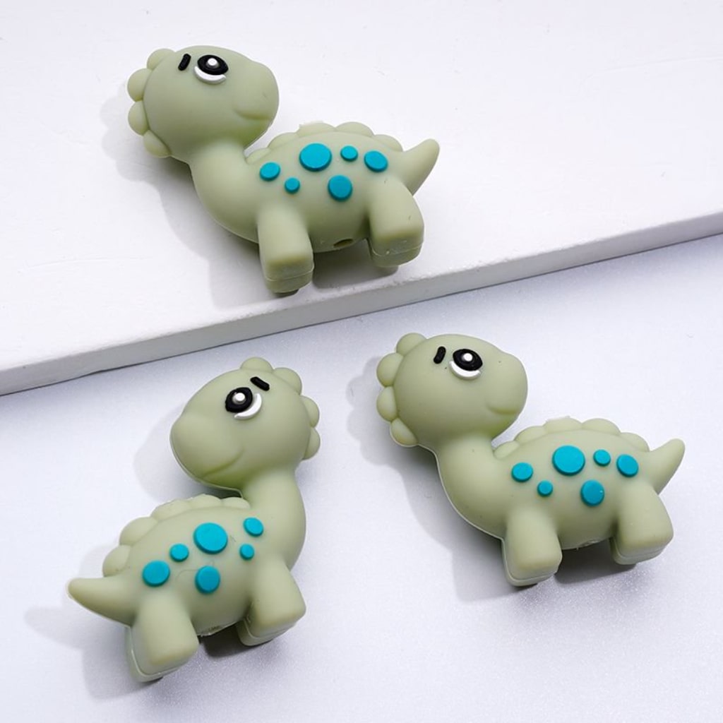 3D Cute Mini Dinosaurs Silicone Focal Beads