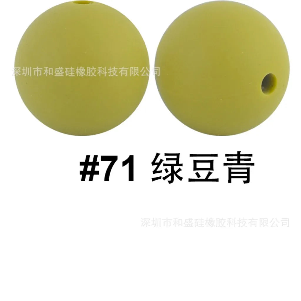 Silicone Beads, Solid Colors, 15 mm