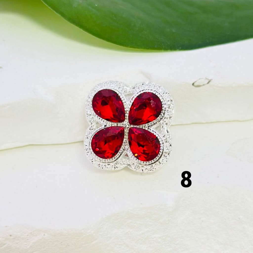 Fancy Exquisite Hollow Silver Alloy Four-Leaf Clover Beads with Colorful Shiny Rhinestones, Around 19*19mm