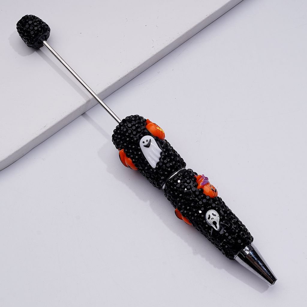 Ghost Pumpkin Clown Halloween Series Black Rhinestones Beadable Clay Pens