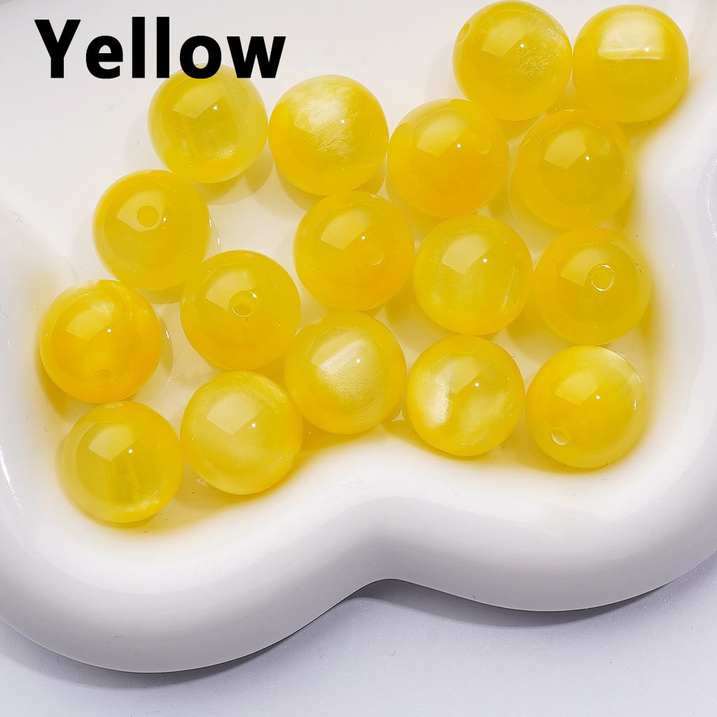 Vibrant Cat Eye Multi-Color Round Acrylic Beads with a Luminous Glow, 16MM