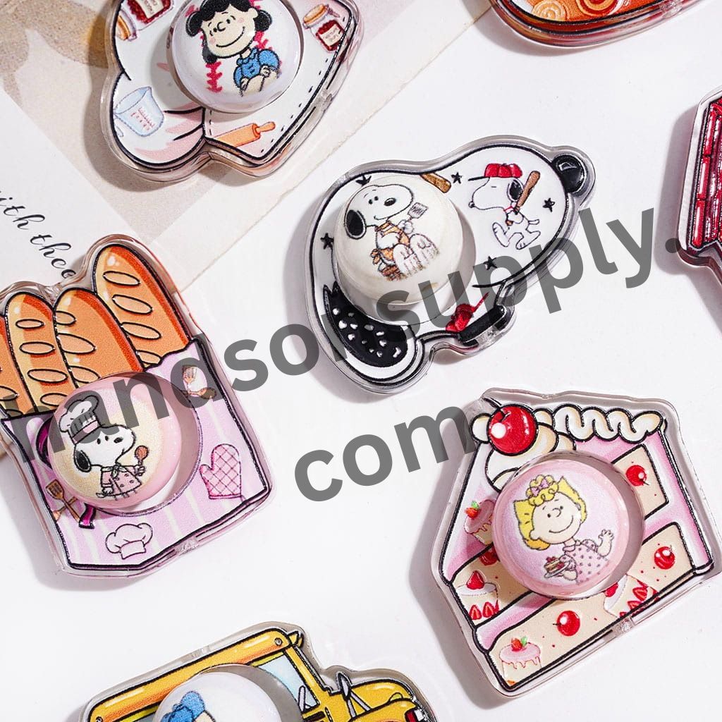 Beagle Dog Character Series Hollow Chef Hat, Bus, Dessert, Kennel, and Baseball Glove Designs with Round Acrylic Beads Collection Set, Random Mix