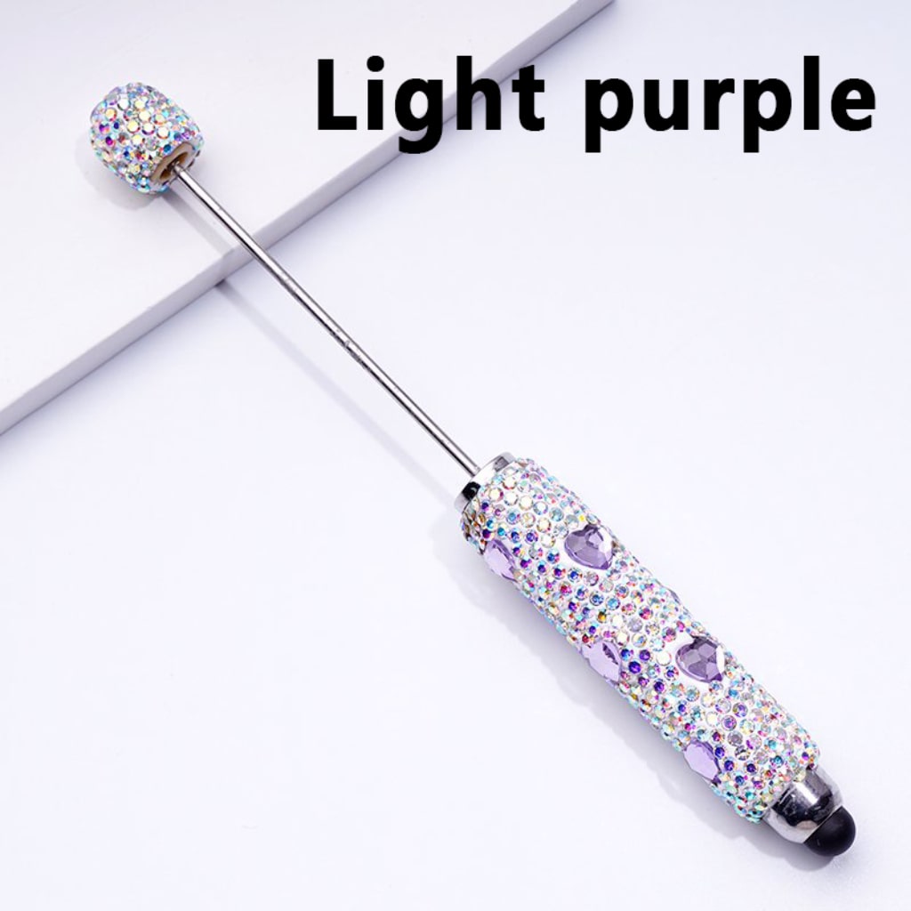 Colorful Heart Rhinestones Mini AB Rhinestones with Beadable Clay Stylus Pens Covered the Entire Pen