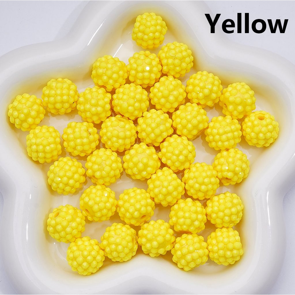 Waxberry Ball Round Acrylic Beads Solid Color with Sparkling Rhinestones,16MM Accent Beads