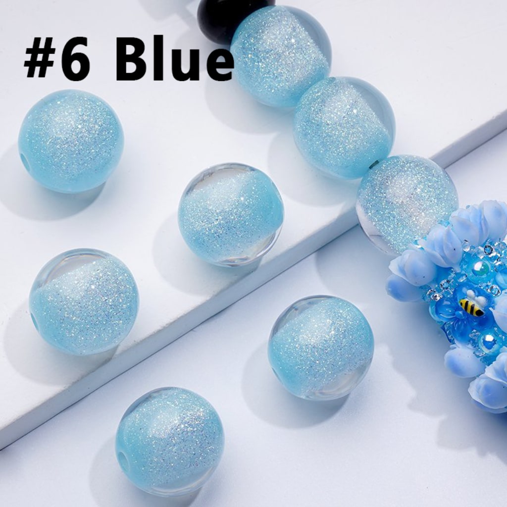 Bling Bling Luminous Shiny Glitter Half Sugar Core Round Acrylic Beads, 12MM